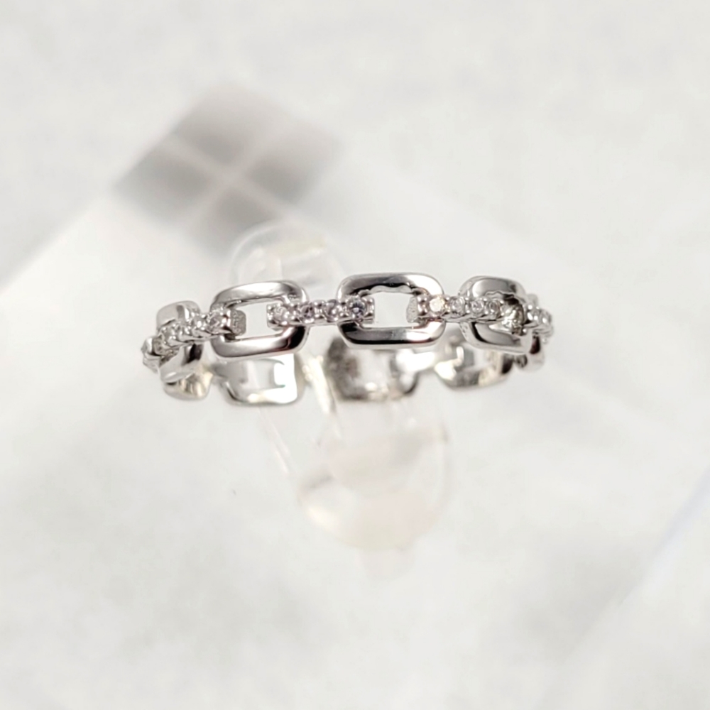 Sterling Silver Link Eternity Band - Picture 4 of 14
